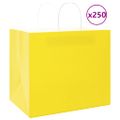 vidaXL Papierové tašky 250 ks s rúčkami, žlté, 32x22x28 cm
