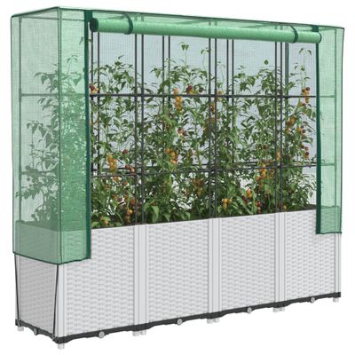vidaXL Záhon s krytom na skleník ratanový vzhľad 160x40x153 cm