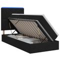 vidaXL LED úložná posteľ s matracom Čierna 100 x 200 cm Látka
