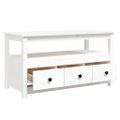 vidaXL Konferenčný stolík biely 102x49x55 cm borovicový masív
