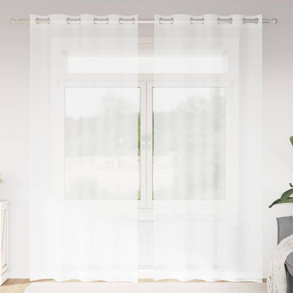 vidaXL Voile záclona so záclonami 2 pcs Biela 260 x 140 cm Polyester
