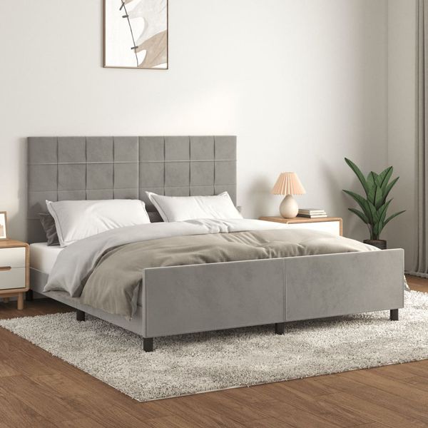 vidaXL Posteľ bez matraca svetlosivá 160x200 cm zamat