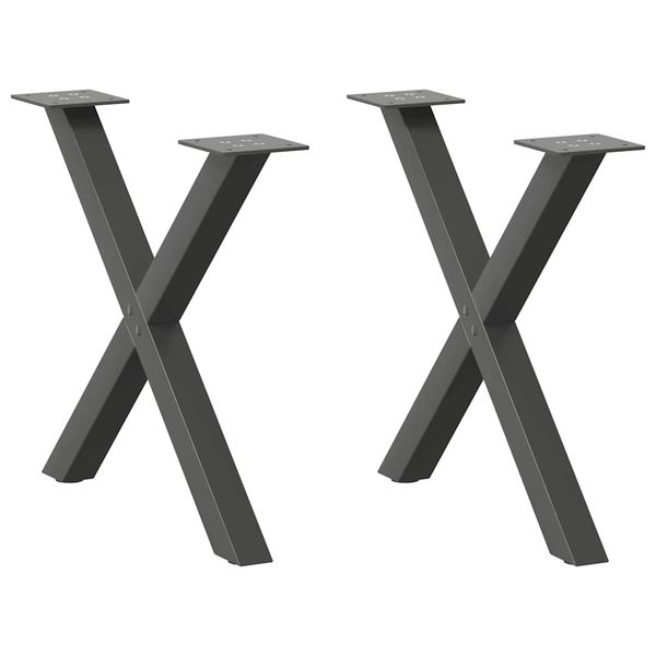 vidaXL Nohy konferenčného stolíka v tvare X, 2 ks, antracitové, 50 x (42-43) cm, oceľ