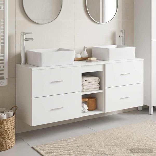 vidaXL Set kabinetov do kúpeľne 3 ks Biela 53 x 34,5 x 63 cm