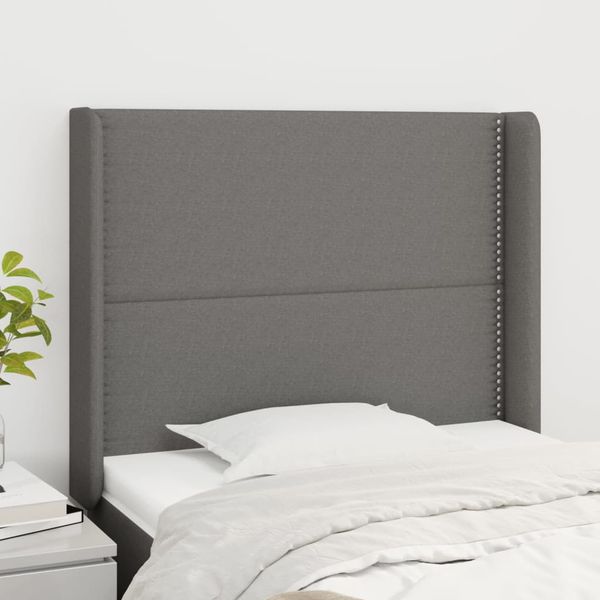 vidaXL Čelo postele so záhybmi tmavosivé 93x16x118/128 cm látka