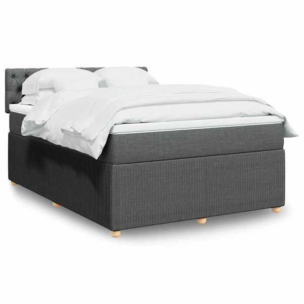 vidaXL Boxspring posteľ s matracom tmavosivá 140x200 cm látka