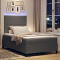 vidaXL LED box s pružinami Svetlo šedá a biela 120 x 190 cm