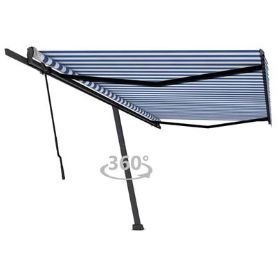 vidaXL Voľne stojaca ručne zaťahovacia markíza 500x350 cm, modro biela