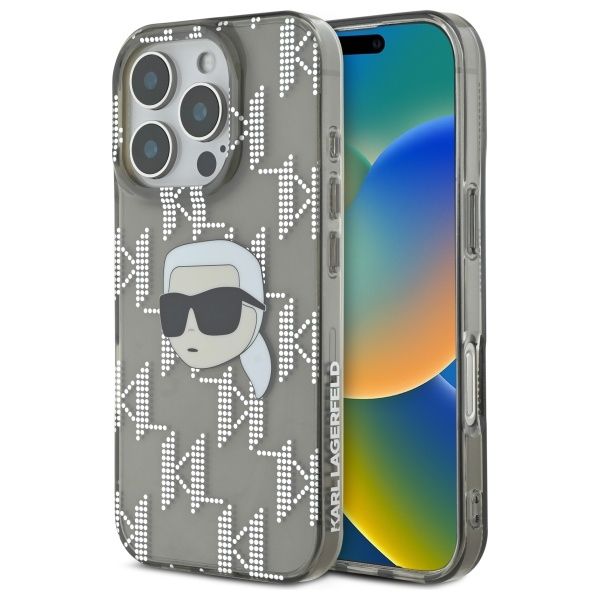 Puzdro Karl Lagerfeld pre iPhone 16 Pro 6,3" KLHCP16LHKLPKHK čierne Hard IML Karl Head Elektrolyticky pokovované