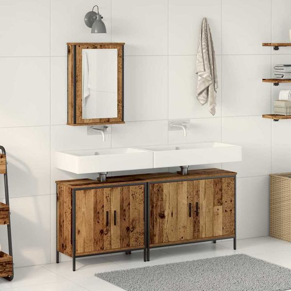vidaXL Kúpeľňové umývadlové jednotky 3 pcs Hnedá Kompozitné drevo