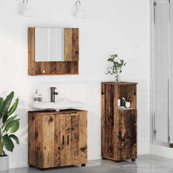 vidaXL Sada kúpeľňového nábytku Nástenný s úložiskom 3 pcs Staré drevo