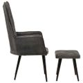 vidaXL Kreslo wingback s podnožkou čierne vintage plátno