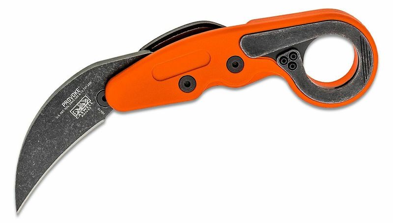 CRKT CR-4041O PROVOKE™ ORANGE vreckový nôž - karambit 6,3 cm, Stonewash, oranžová, Grivory