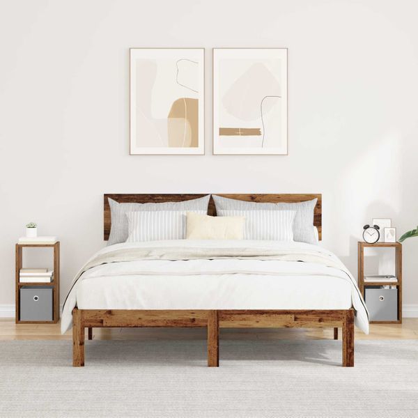 vidaXL Nočný stolík so zásuvkou 2 pcs Staré drevo 25,5 x 22 x 49,5 cm