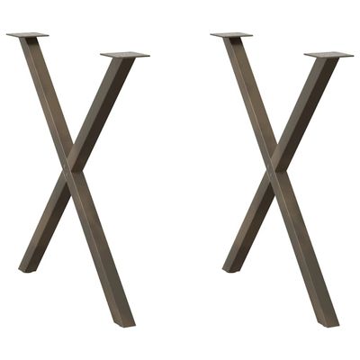 vidaXL Nohy k jedálenskému stolu v tvare X, 2 ks, prírodná oceľ, 70 x (72-73) cm, oceľ