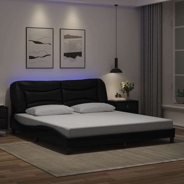 vidaXL Rám postele s LED bez matraca Hvar čierny 180x200 cm