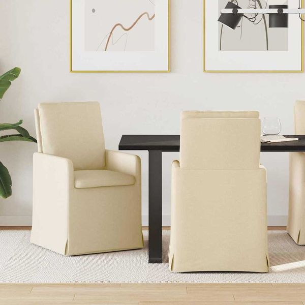 vidaXL Jedálenské stoličky 2 pcs Krémová 57 x 67 x 98 cm látka
