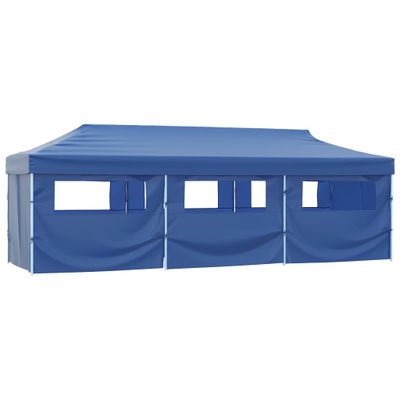 vidaXL Skladací párty stan s 8 bočnými stenami 870x291x315 cm modrý