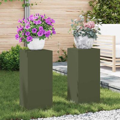 vidaXL Stojan na rastliny 2 pcs Olivovo zelená 24 x 24 x 55 cm Oceľ