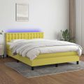 vidaXL Posteľ boxsping s matracom a LED zelená 140x190 cm látka