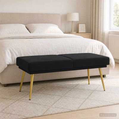 vidaXL Dvojvrstvová lavica Čierna 120 x 45 x 46 cm Zamat