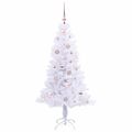 vidaXL Umelý vianočný stromček s 150 LED-i Biela 150 cm PVC a oceľ