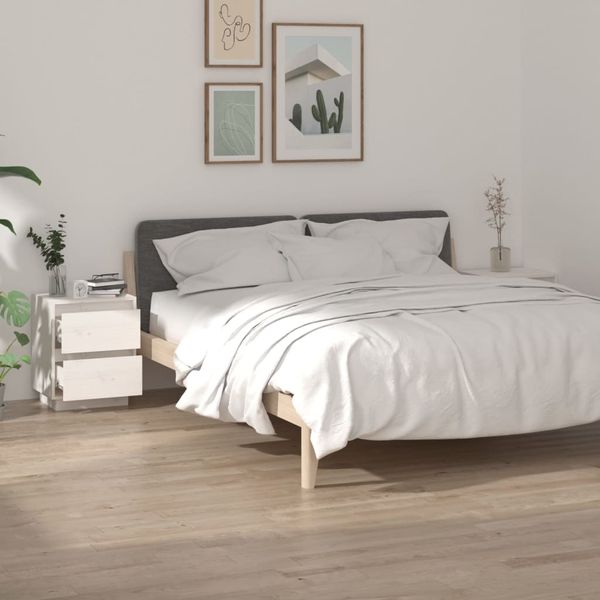 vidaXL Nočné stolíky 2 ks biele 40x35x50 cm masívne borovicové drevo