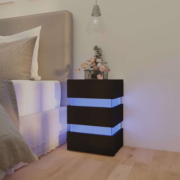 vidaXL Nočný stolík s LED, čierny 45x35x67 cm, kompozitné drevo