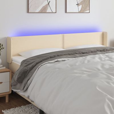 vidaXL Čelo postele s LED krémové 183x16x78/88 cm látka