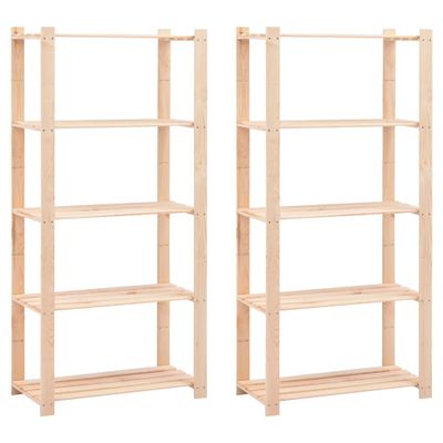 vidaXL Regály s 5 policami 2 ks 80x38x170 cm borovicový masív 250 kg