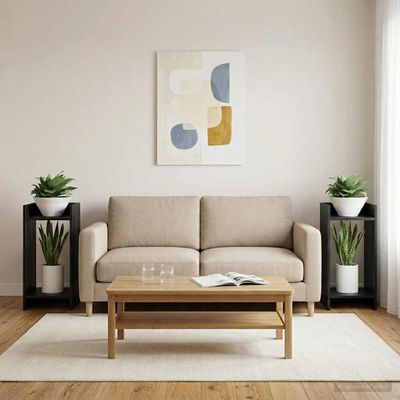 vidaXL Stojan na rastliny s poličkou Čierny Dub 30 x 30 x 60 cm