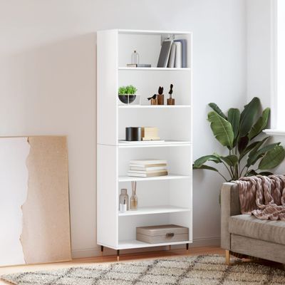 vidaXL Vysoká skrinka lesklá biela 69,5x32,5x180 cm kompozitné drevo