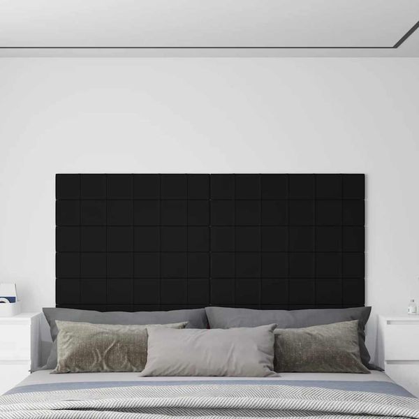 vidaXL Nástenné panely 12 ks čierne 90x15 cm zamat 1,62 m²