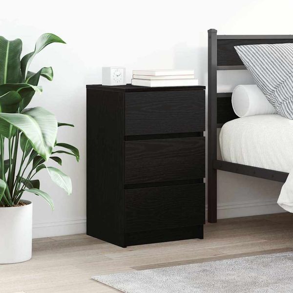 vidaXL Nočné skrinky s 3 zásuvkami 2 ks čierne 39x35x65 cm