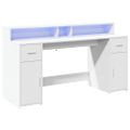 vidaXL Stôl s LED svetlami biely 160x55x91 cm kompozitné drevo