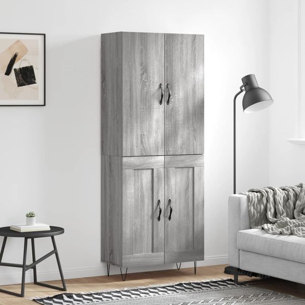 vidaXL Vysoká skrinka sivý dub sonoma 69,5x34x180 cm spracované drevo