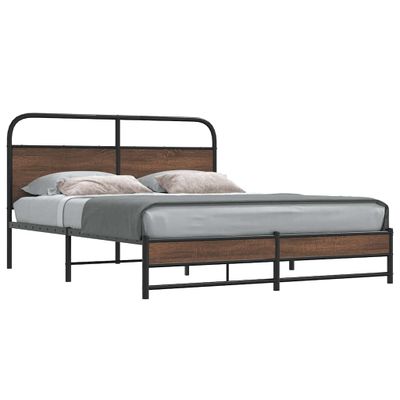 vidaXL Posteľný rám bez matraca 150x200 cm hnedý dub kompozitné drevo