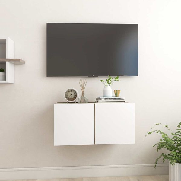 vidaXL Závesná TV skrinka biela a dub sonoma 60x30x30 cm