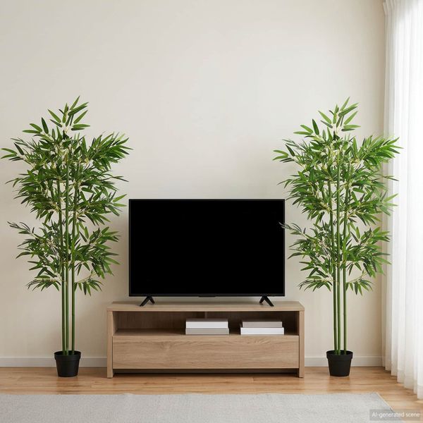 vidaXL Umelý bambusový strom 2 pcs Zelená 45 x 18 x 175 cm