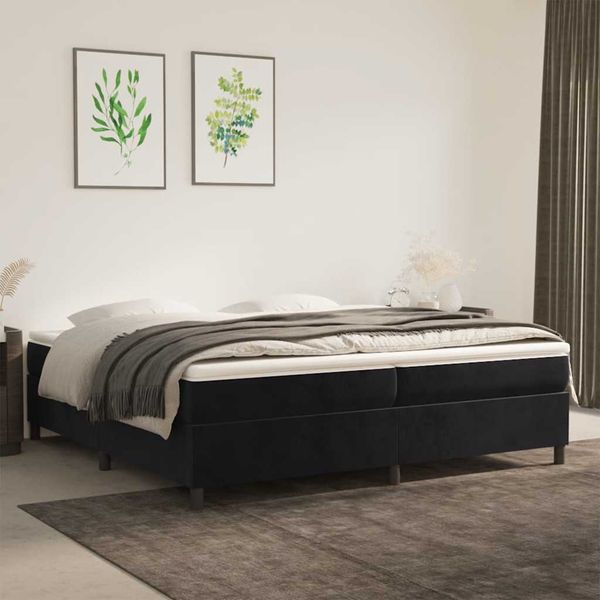 vidaXL Posteľný rám boxspring s matracom čierny 200x200 cm zamat