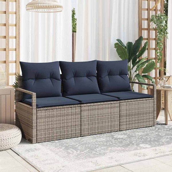 vidaXL Sada pohoviek 3 pcs Sivá polyratan