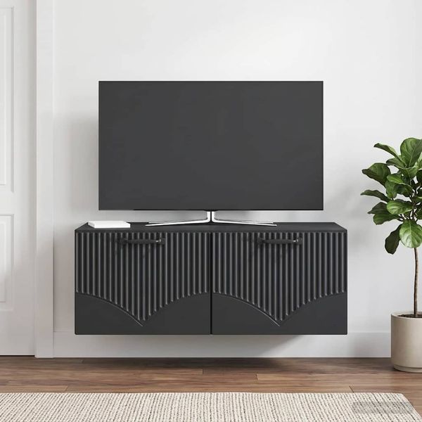 vidaXL Nástenná TV skrinka Čierna 78,5 x 41 x 30 cm Kompozitné drevo