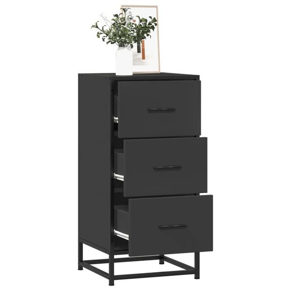vidaXL Komoda čierna 35,5x35x76 cm kompozitné drevo a kov