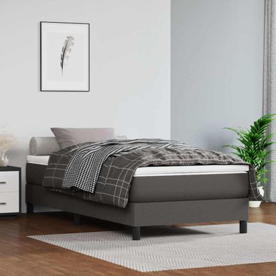vidaXL Posteľný rám s boxspringom sivý 90x190 cm umelá koža