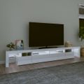 vidaXL TV skrinka s LED svetlami lesklá biela 260x36,5x40 cm