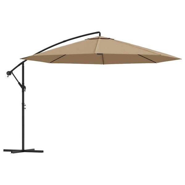 vidaXL Závesný záhradný slnečník, hliníková tyč 350 cm, sivohnedý