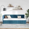vidaXL Rohový rám postele s čelnou doskou Modrá 80 cm x 200 cm Zamat