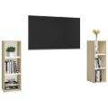 vidaXL TV skrinky 2 ks, biela+sonoma 107x35x37 cm, kompozitné drevo