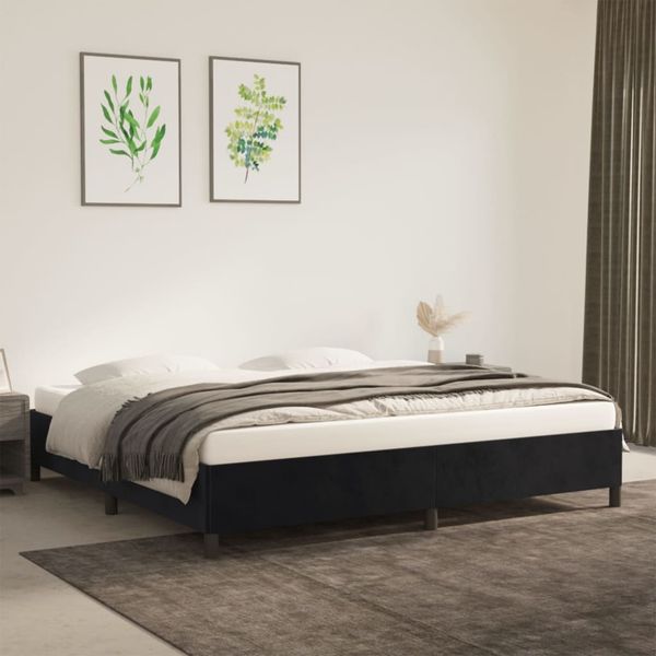 vidaXL Posteľ bez matraca čierny 200x200 cm zamat