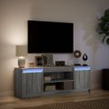 vidaXL TV stolík s LED sivý sonoma 139,5x34x50 cm kompozitné drevo